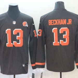 Men's Cleveland Browns #13 Odell Beckham Jr Teams Nike Therma Long Sleeve Jersey