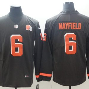 Men's Cleveland Browns #6 Mayfield Teams Nike Therma Long Sleeve Jersey