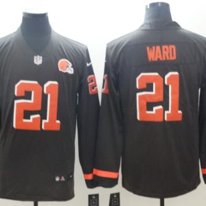 Men's Cleveland Browns #21 Ward Teams Nike Therma Long Sleeve Jersey