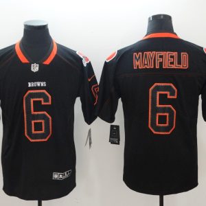 Nike 2018 Cleveland Browns 6 Mayfield Lights Out Black Color Rush Limited Jersey