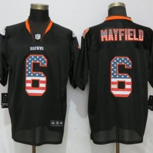 New Nike Cleveland Browns #6 Mayfield USA Flag Fashion Black Elite Jersey