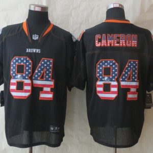 2014 New Nike Cleveland Browns 84 Cameron USA Flag Fashion Black Elite Jerseys