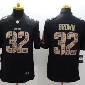 Nike Cleveland Browns #32 Brown Black Salute TO Service Jersey