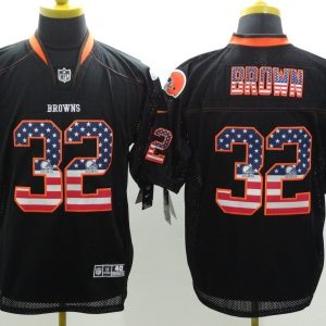 Nike Cleveland Browns #32 Brown Black USA Flag Fashion Jersey