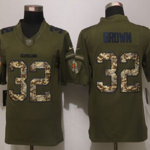 New Nike Cleveland Browns 32 Brown Green Salute To Service Limited Jersey