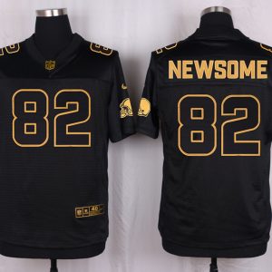 Mens Cleveland Browns #82 Newsome Pro Line Black Gold Collection Jersey