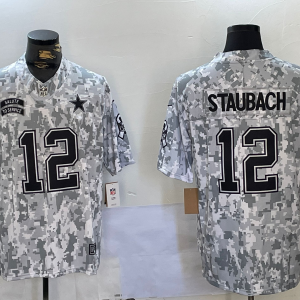Men's Dallas Cowboys #12 Staubach Arctic Camo 2024 F.U.S.E. Salute to Service Jersey