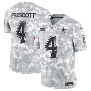 Men's Dallas Cowboys #4 Dak Prescott Arctic Camo 2024 F.U.S.E. Salute to Service Jersey