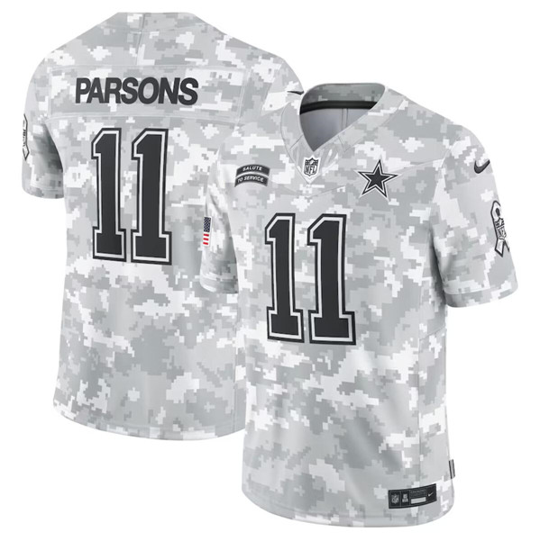 Men's Dallas Cowboys #11 Micah Parsons Arctic Camo 2024 F.U.S.E. Salute to Service Jersey