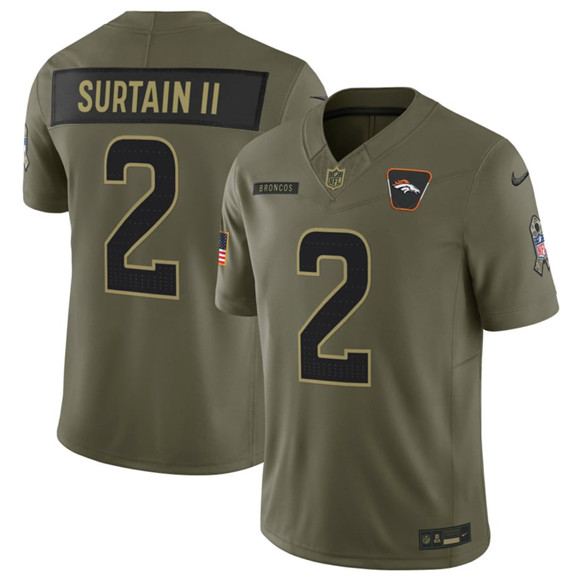 Men's Denver Broncos #2 Pat Surtain II Olive 2025 F.U.S.E. Salute to Service Limited Jersey