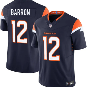 Men's Denver Broncos #12 Jahdae Barron Navy 2025 Draft F.U.S.E. Vapor Limited Stitched Football Jersey