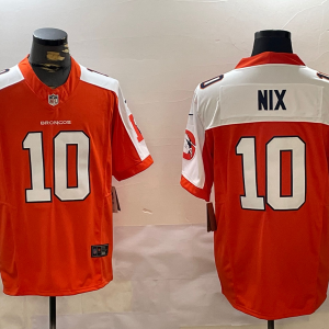 Men's Denver Broncos #10 Bo Nix Orange 2024 F.U.S.E. Vapor Limited Stitched Football Jersey