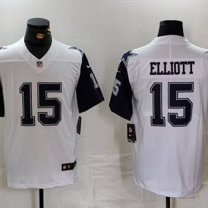 Men's Dallas Cowboys #15 Ezekiel Elliott White Color Rush Limited Jersey