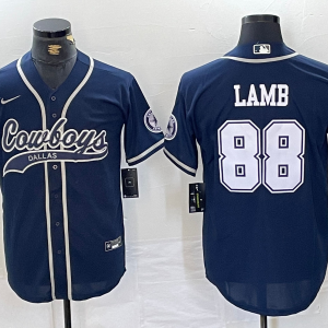 Men's Dallas Cowboys #88 CeeDee Lamb Navy Cool Base Baseball Stitched Jersey