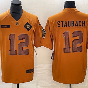 Men's Dallas Cowboys #12 Staubach 2023 Brown Salute To Service Limited Jersey