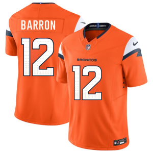 Men's Denver Broncos #12 Jahdae Barron Orange 2025 Draft F.U.S.E. Vapor Limited Stitched Football Jersey