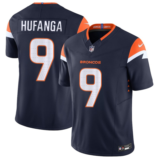 Men's Denver Broncos #9 Talanoa Hufanga Navy 2025 Draft F.U.S.E. Vapor Limited Stitched Football Jersey