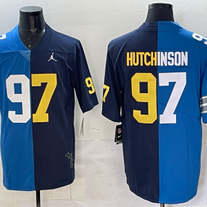 Men's Detroit Lions #97 Aidan Hutchinson Navy/Blue Split Vapor Untouchable Limited Jersey