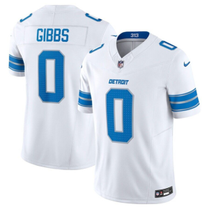 Men's Detroit Lions #0 Jahymr Gibbs White 2025 F.U.S.E. Vapor Limited Football Stitched Jersey