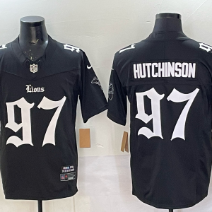 Men's Detroit Lions #97 Aidan Hutchinson Black 'Motor Gothic Edition' Vapor Limited Jersey