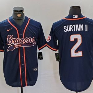 Men's Denver Broncos #2 Pat Surtain II Navy 2024 Baseball Stitched Football Jersey