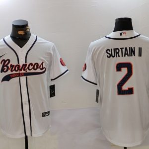 Men's Denver Broncos #2 Pat Surtain II White 2024 Baseball Stitched Football Jersey