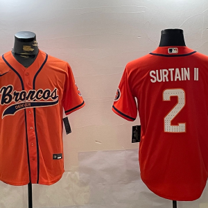 Men's Denver Broncos #2 Pat Surtain II Orange 2024 Baseball Stitched Football Jersey