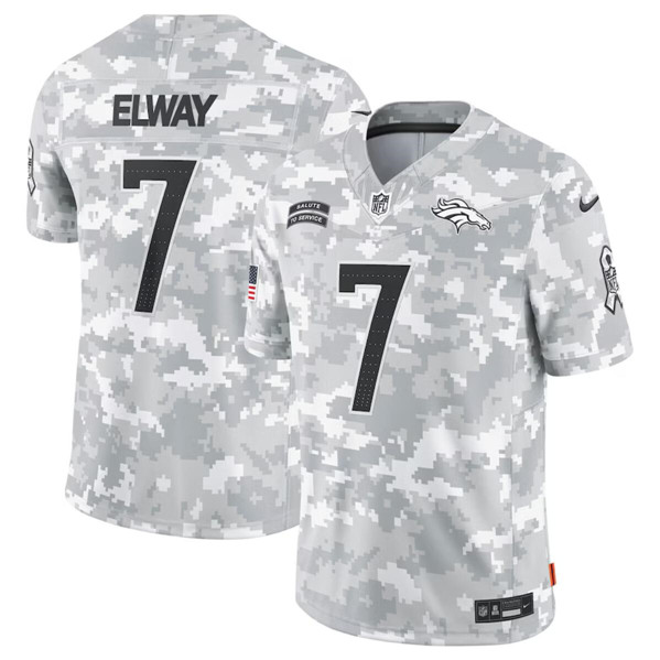 Men's Denver Broncos #7 John Elway Arctic Camo 2024 F.U.S.E. Salute to Service Jersey