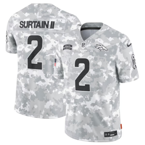 Men's Denver Broncos #2 Patrick Surtain II Arctic Camo 2024 F.U.S.E. Salute to Service Jersey