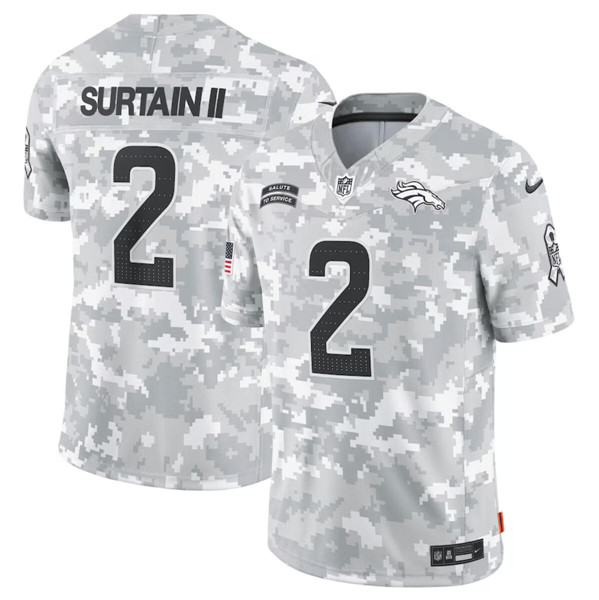 Men's Denver Broncos #2 Patrick Surtain II Arctic Camo 2024 F.U.S.E. Salute to Service Jersey