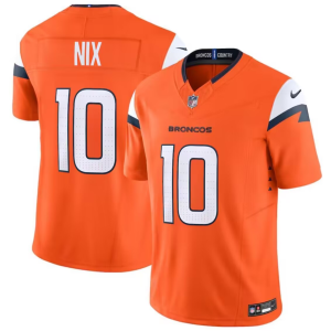 Men's Denver Broncos #1 Bo Nix Orange 2024 F.U.S.E. Vapor Limited Stitched Football Jersey