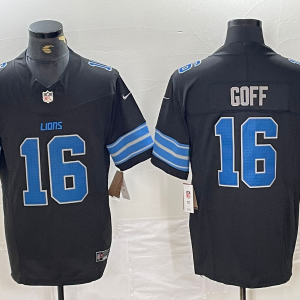Men's Detroit Lions #16 Jared Goff Black 2024 F.U.S.E. 2nd Alternate Vapor Limited Jersey