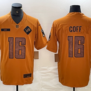Men's Detroit Lions #16 Jared Goff 2023 Brown Salute To Service Limited Jersey