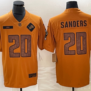 Men's Detroit Lions #20 Sanders 2023 Brown Salute To Service Limited Jersey