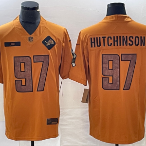 Men's Detroit Lions #97 Aidan Hutchinson 2023 Brown Salute To Service Limited Jersey