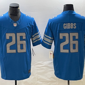 Men's Detroit Lions #26 Gibbs Blue 2023 F.U.S.E. Vapor Untouchable Limited Jersey