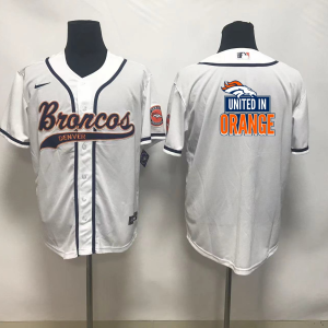 Men's Denver Broncos Blank White Baseball Nike Jersey