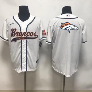 Men's Denver Broncos Blank White Baseball Nike Jersey