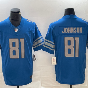 Men's Detroit Lions #81 Johnson Blue 2023 F.U.S.E. Vapor Untouchable Limited Jersey
