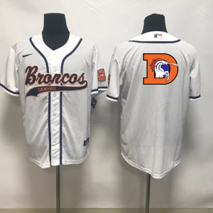 Men's Denver Broncos Blank White Baseball Nike Jersey