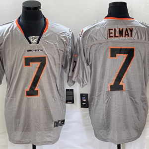 Men's Nike Denver Broncos #7 Elway Grey Lights Out Limited Jersey