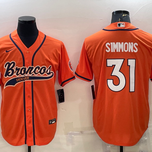 Men's Denver Broncos #31 Simmons Orange Baseball Nike Jersey
