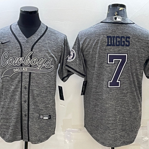 Men's Dallas Cowboys #7 Trevon Diggs Gray With Patch Cool Base Stitched Baseball Jersey
