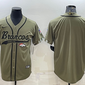 Men's Denver Broncos Blank 2022 Olive Salute To Service Baseball Nike Jersey
