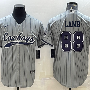 Men's Dallas Cowboys #88 CeeDee Lamb Gray With Patch Cool Base Stitched Baseball