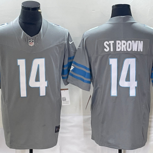 Men's Detroit Lions #14 Amon Ra St Brown Grey 2023 F.U.S.E Vapor Untouchable Limited Jersey