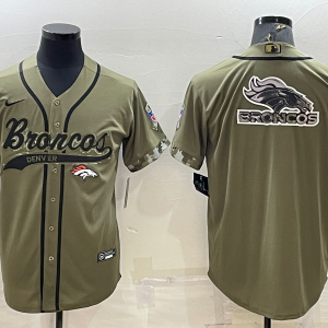 Men's Denver Broncos 2022 Olive Salute To Service Team Big Logo With Patch Baseball Nike Jersey