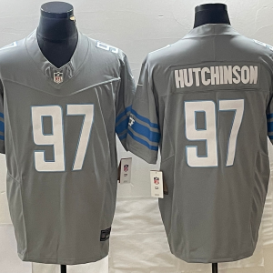 Men's Detroit Lions #97 Aidan Hutchinson Grey 2023 F.U.S.E Vapor Untouchable Limited Jersey