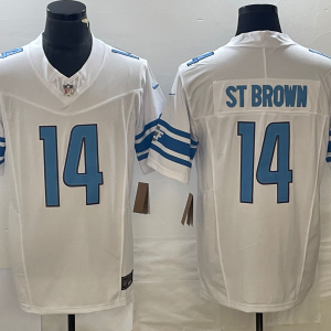 Men's Detroit Lions #14 Amon Ra St Brown White 2023 F.U.S.E Vapor Untouchable Limited Jersey