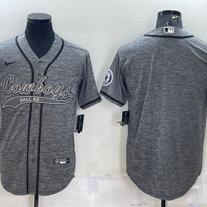Men's Dallas Cowboys Blank Gray With Patch Cool Base Stitched Baseball Jersey